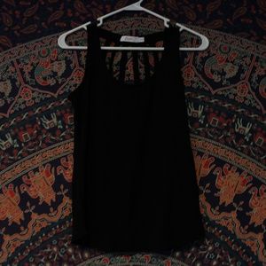 Black Ribbed Tank Top with Back Cutout